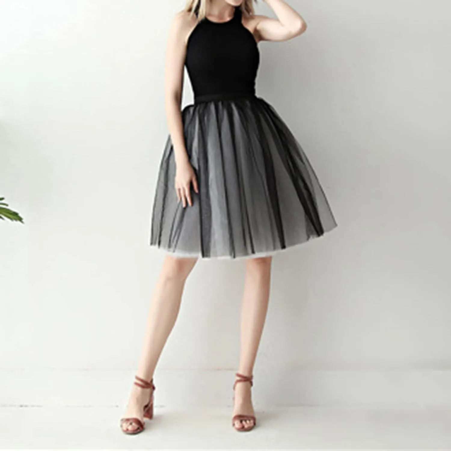 Midi Skirts for Women Womens Puffy Ballet Skirts Tutu Skirt Pleated Skirt Layer Mesh Skirt High Waist A-line