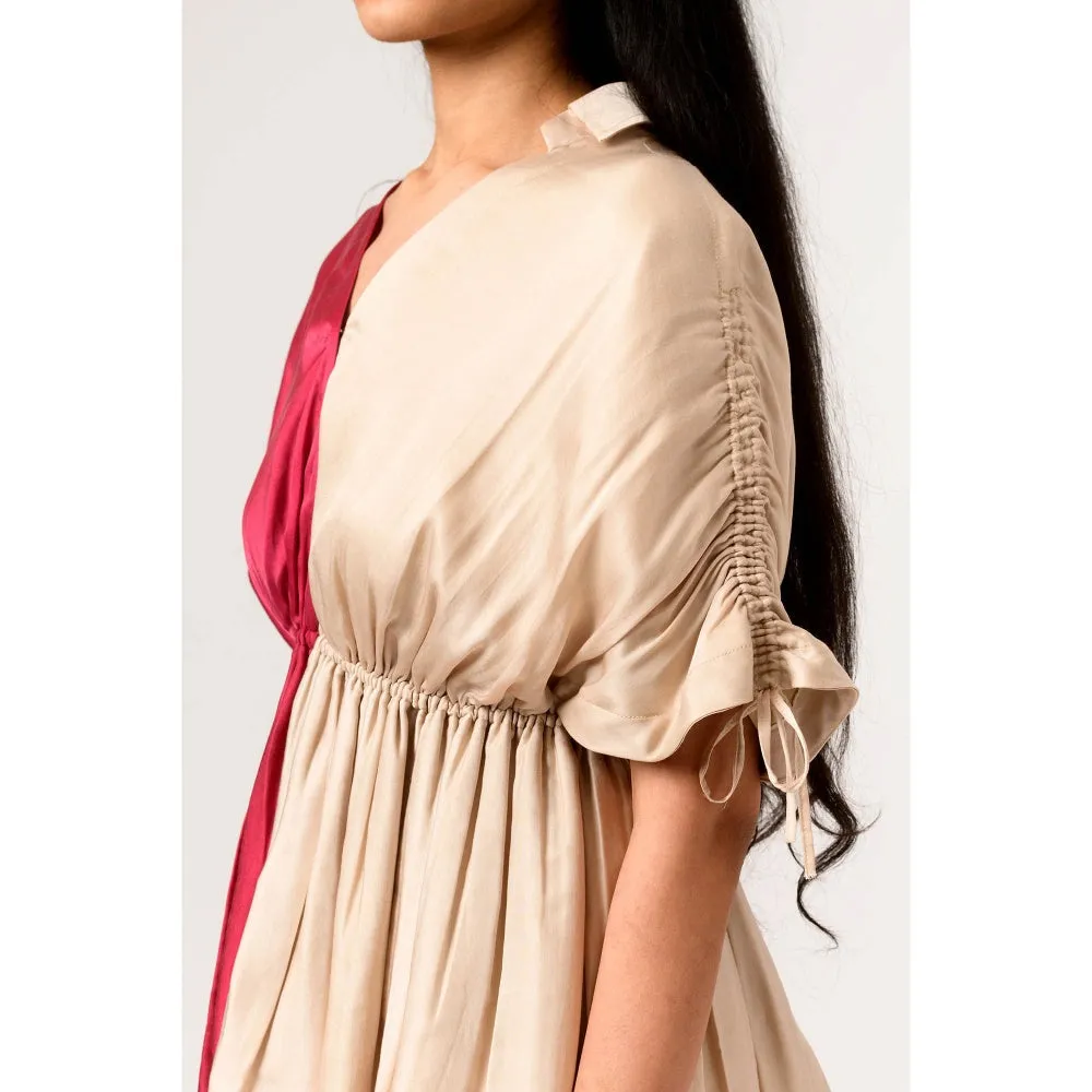 NEORA BY NEHAL CHOPRA Wine Ecru Half Co Ord (Set of 2)