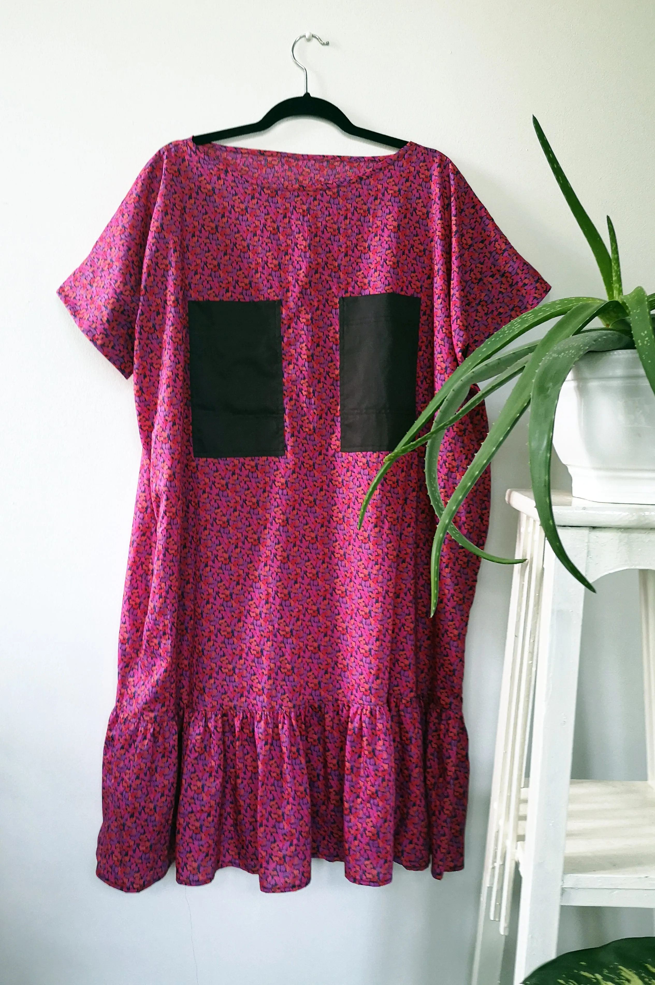Oversized and fun Hot Pink Horse Patterned Cotton Dress