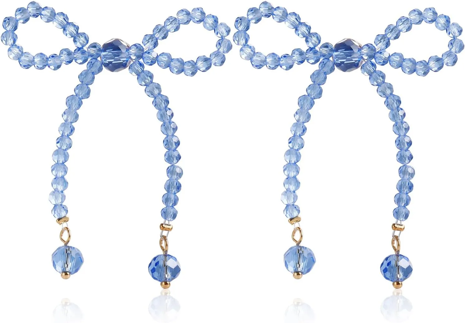 Pearl & Crystal Bow Knot Tassel Dangle Earrings - Dainty Gold Bow Ribbon Stud Earrings for Women