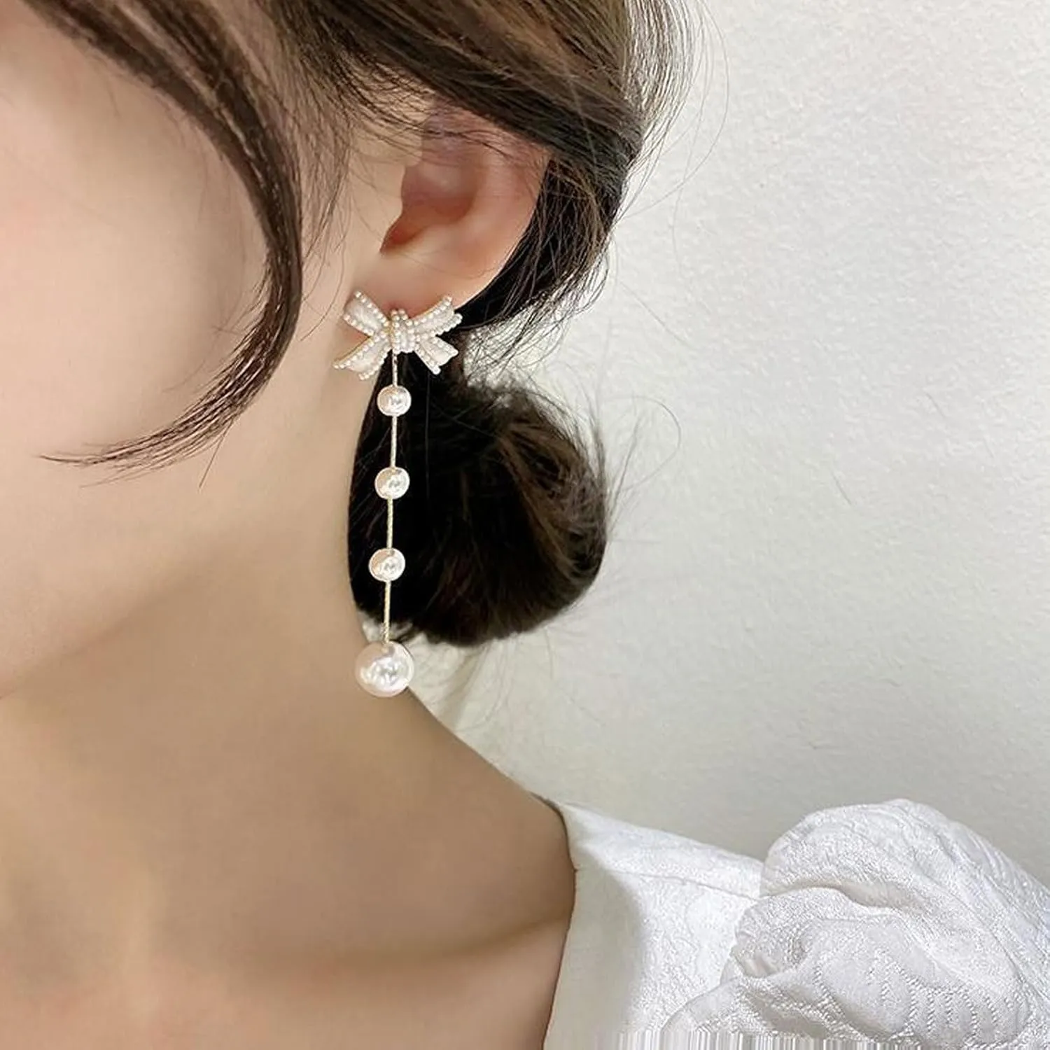 Pearl Earrings for Women Pearl Drop Earrings Pearl Stud Earrings Pearl Clip on Earrings Prom Party Wedding Earrings for Brides Jewelry Gifts