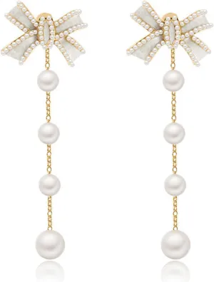 Pearl Earrings for Women Pearl Drop Earrings Pearl Stud Earrings Pearl Clip on Earrings Prom Party Wedding Earrings for Brides Jewelry Gifts
