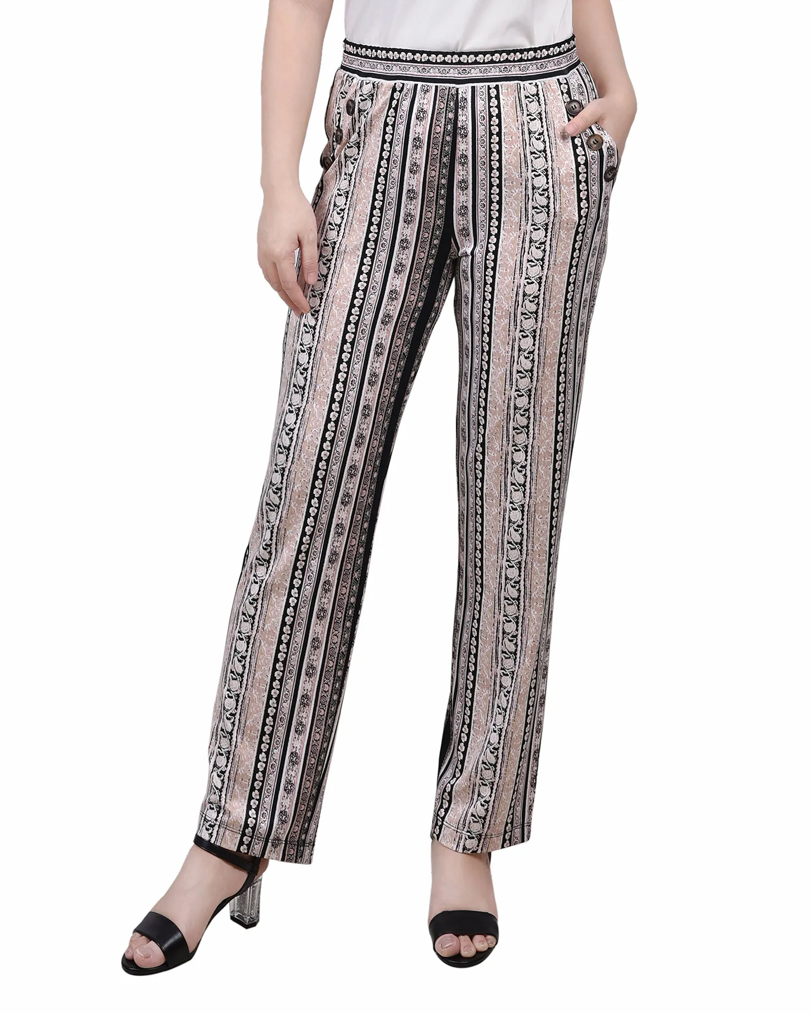Petite Wide Waist Pull On Pants