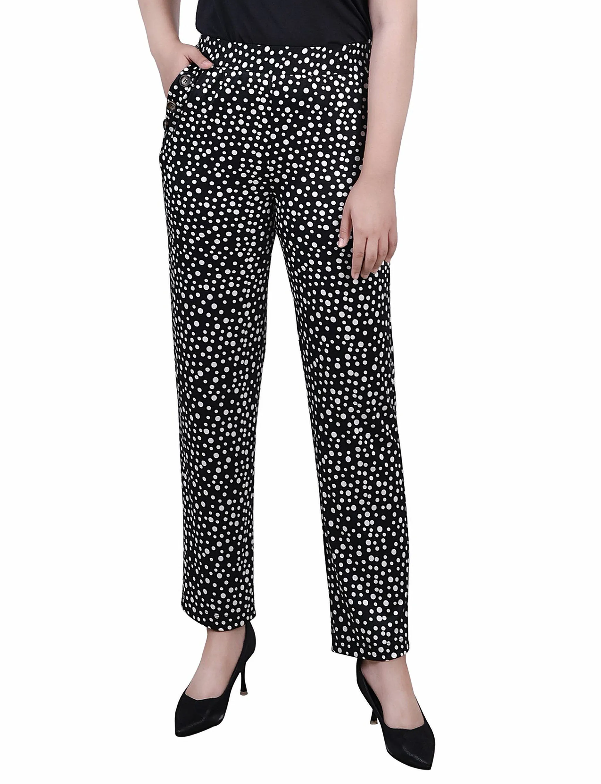 Petite Wide Waist Pull On Pants