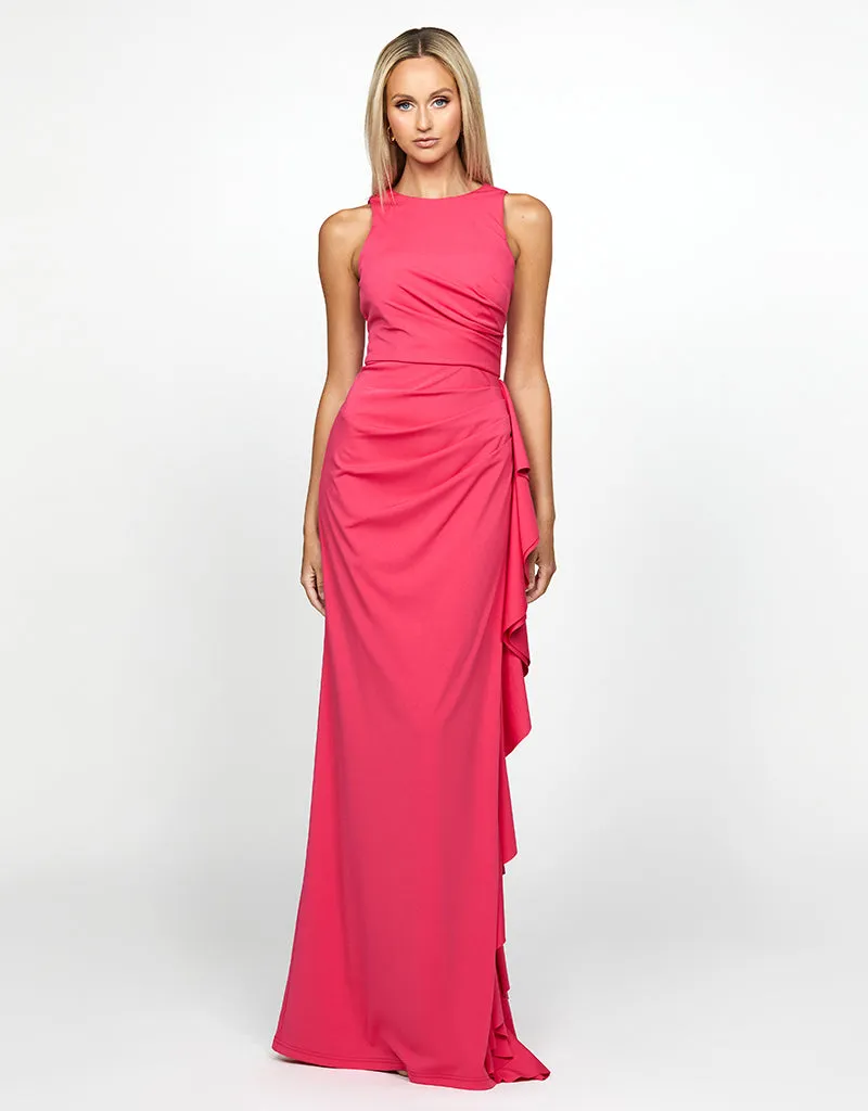 RAELYNN HIGH NECK FRILL GOWN B69D19L
