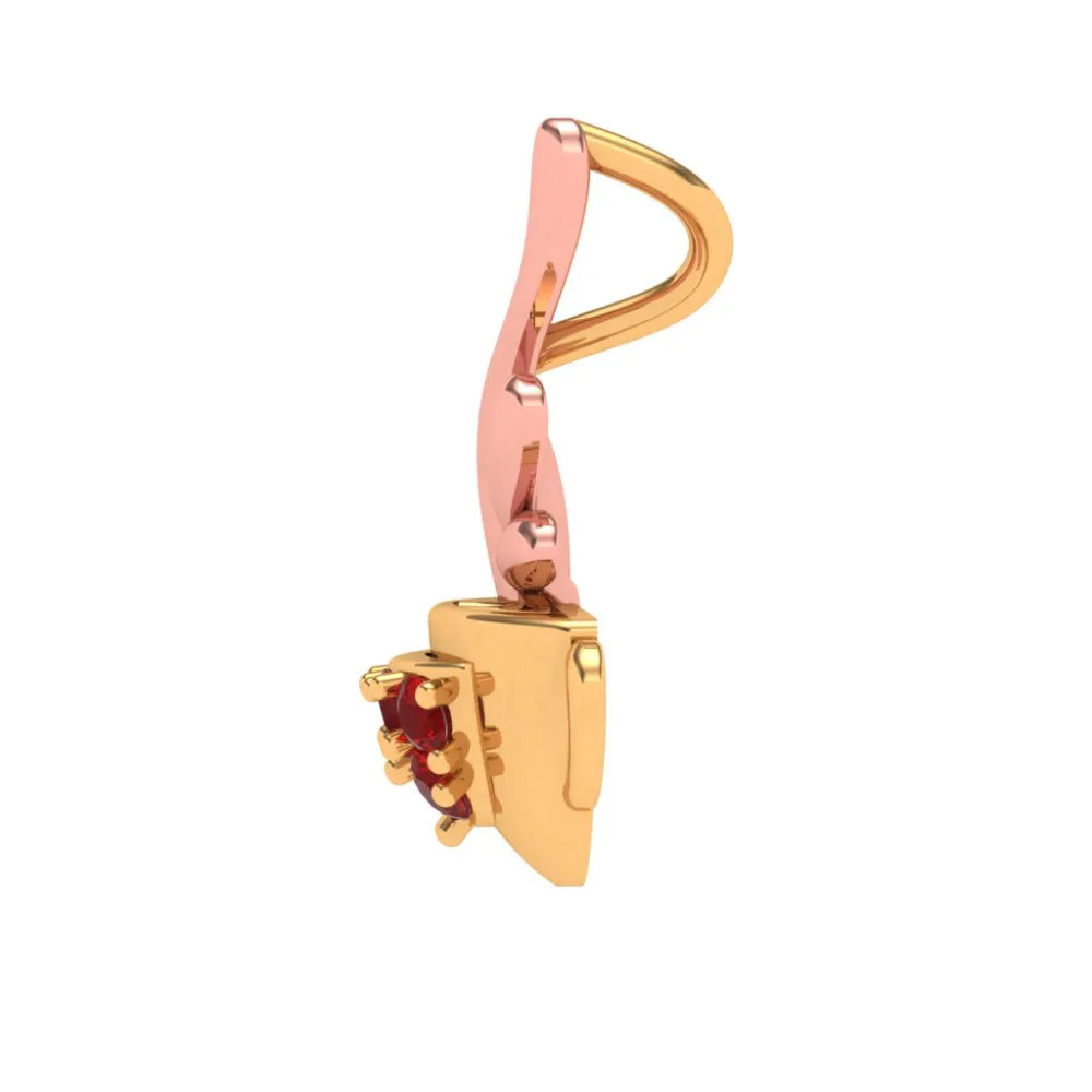Red Crystal-studded Cup Gold Pendant