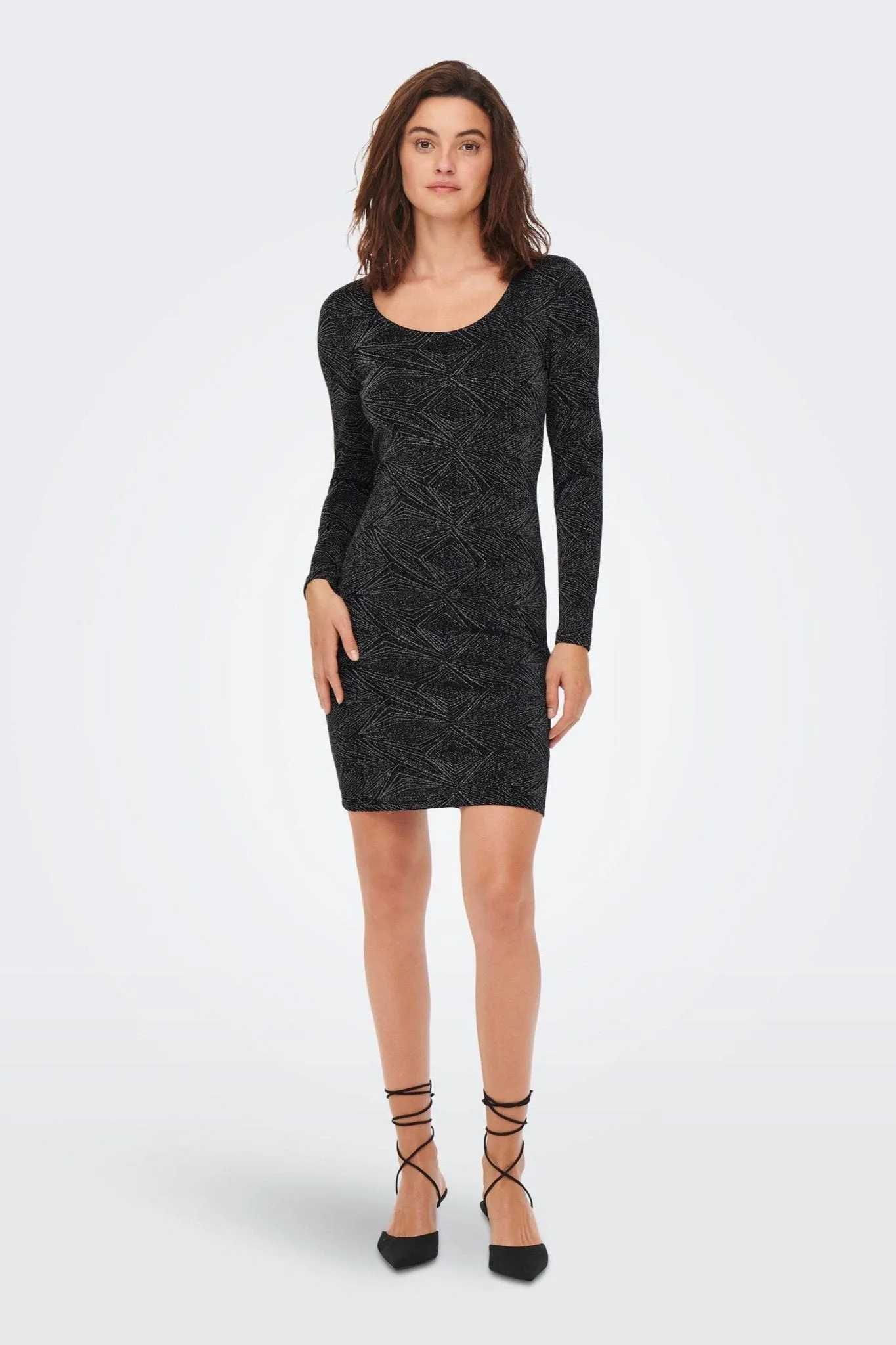 Shiny Longsleeve Mini Dress - Black