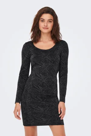 Shiny Longsleeve Mini Dress - Black