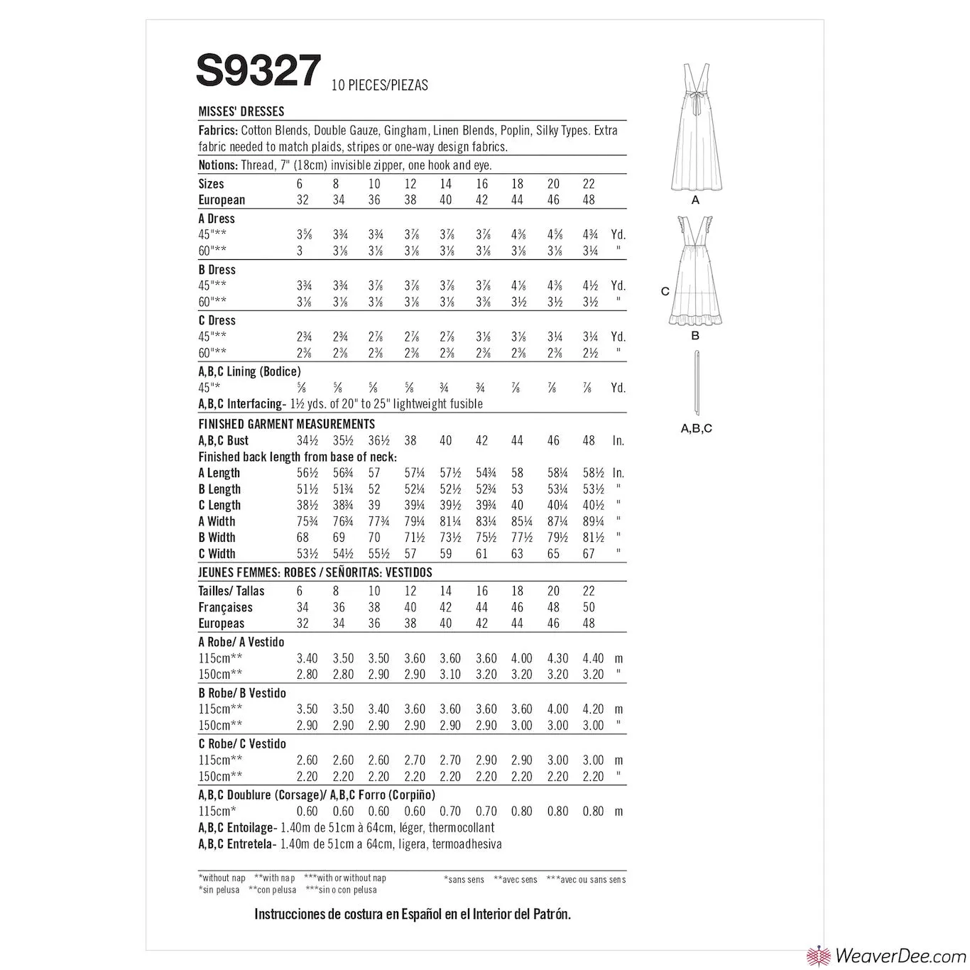 Simplicity Pattern S9327 Misses' Dresses