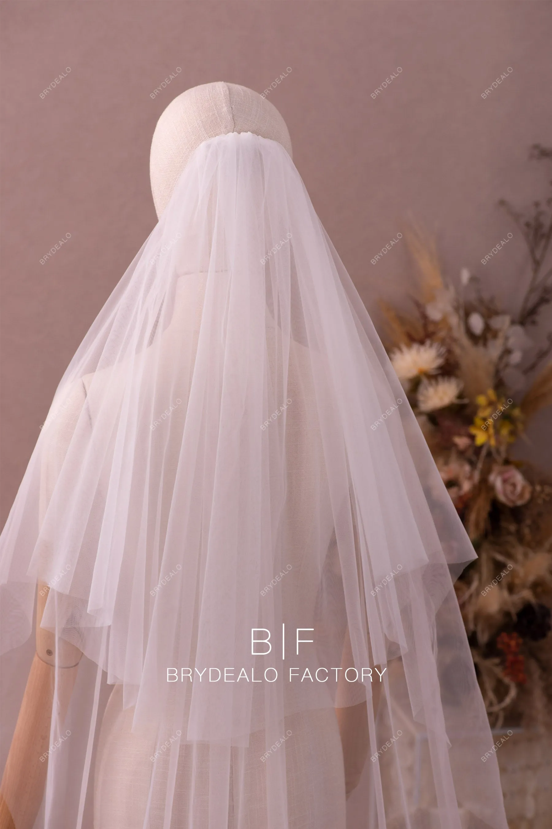 Two Tier Flower Lace TulleFl Timeless Long Bridal Veil