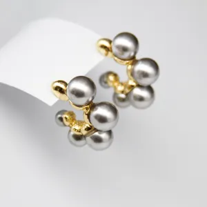 Vintage Grey Pearl Circle Earring-i7bags