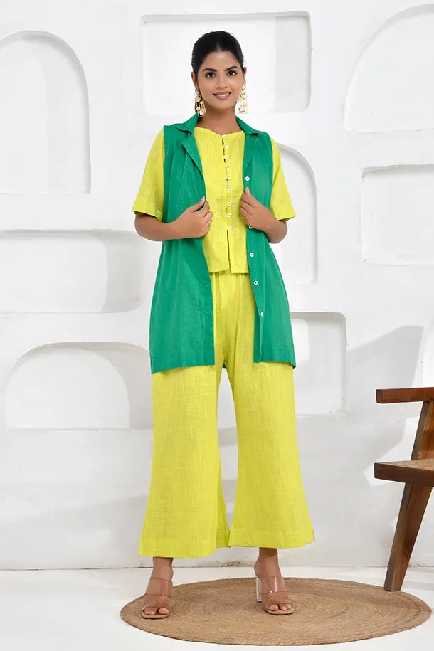 Vivid Vibes Lime Green and Green Three-Piece Co-Ord Set