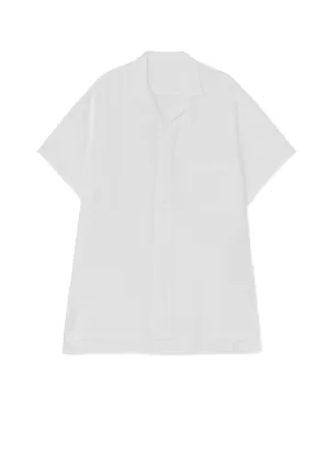 WHITE TENCEL POPLIN HALF-SLEEVE SHIRT WITH DECONSTRUCTED PLACKET