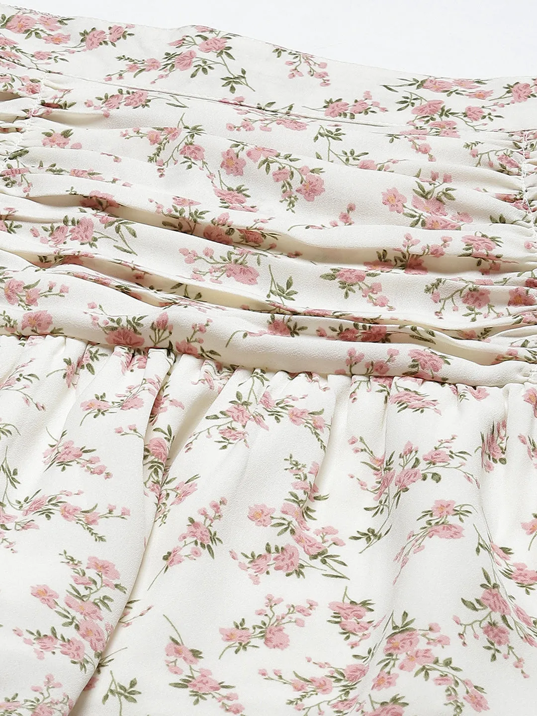 Women Floral Printed Pleated Mini Skirt