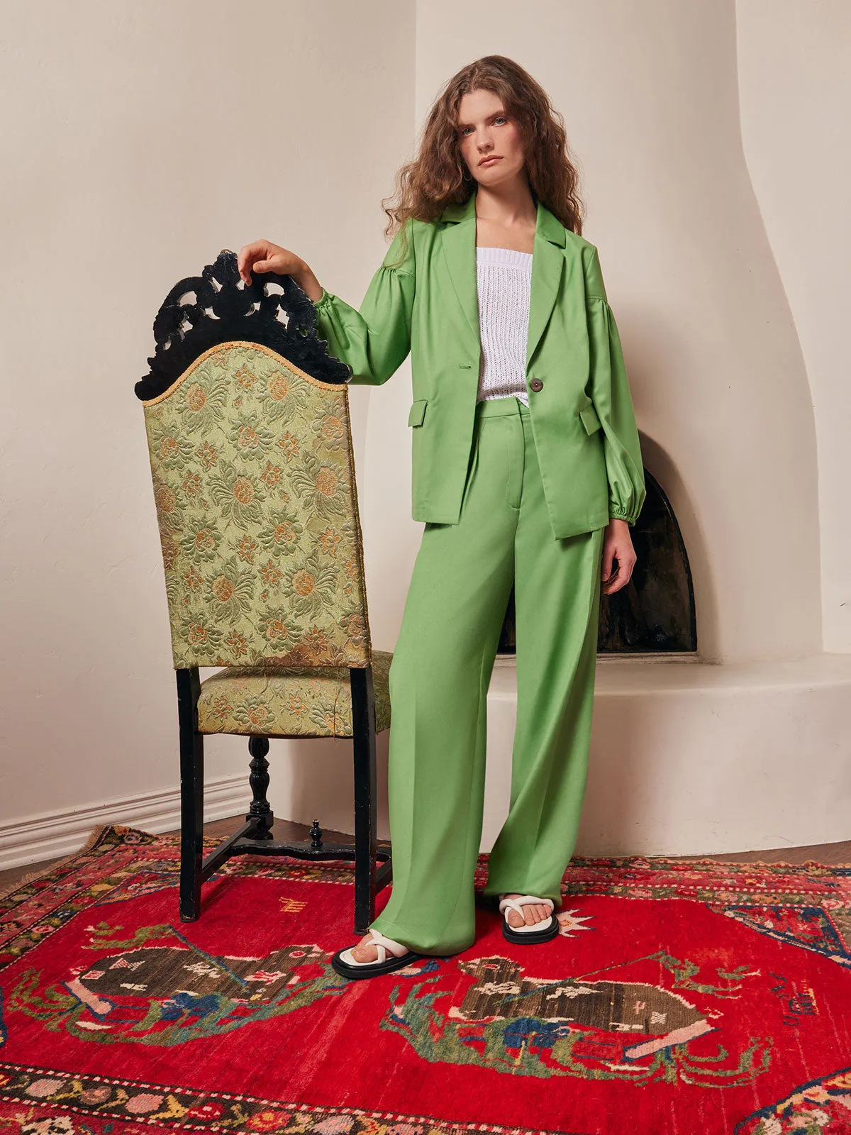 Zipper Fly Wide Leg Pants